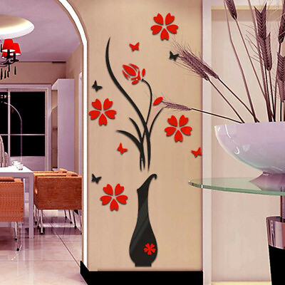 #ad #ad Flower Decal 3D Mirror Wall Sticker DIY Removable Art Mural Home Room Decor $8.99
