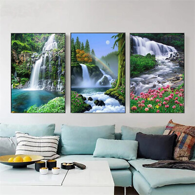 #ad Nature Scenery Waterfall Posters Prints Wall Picture Canvas Paintings $16.91