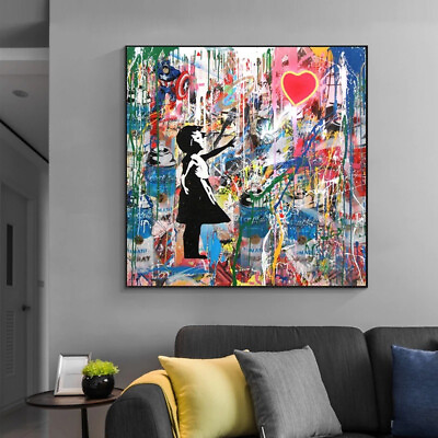 #ad Abstract Little Girl Canvas Painting Graffiti Wall Art Poster For Home Decor $14.31