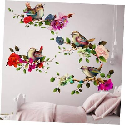 #ad Watercolor Birds Branches Wall Decals Peel Stick Flying Birdies Red Theme $21.90