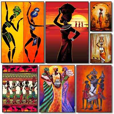#ad Abstract Africa Tribal Black Woman Canvas Painting Wall Art Canvas Prints Poster $16.01
