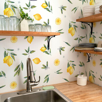 #ad Lemon Fruit Wall Sticker for Kitchen Bathroom Living Room Decor 2 Sheets $7.97