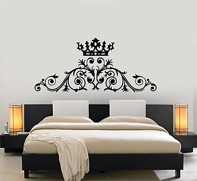 #ad Vinyl Wall Decal Bedroom Crown#x27;s King Queen Sign Kingdom Stickers Mural g6035 $28.99