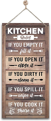 #ad Hanging Kitchen Wood Decor Sign Rustic Kitchen Wooden Signs Printed Wood Wall $12.73