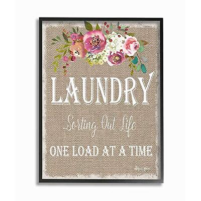 #ad Stupell Industries Floral Linen Laundry Sorting Life Black Framed Wall Art $47.28