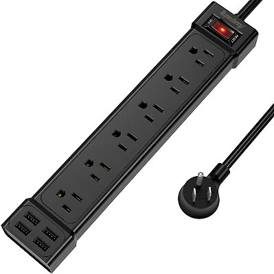 Wall Mountable USB Surge Protector Power Strip with USB Ports 6 Outlet Plugs $13.99