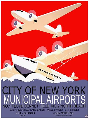 #ad 7855.City of New York.Municipal airports.planes flying.POSTER.art wall decor $43.00