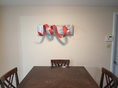 #ad Modern Metal Wall Art Metal Sculpture Flat Red Twisted Ribbon $199.00