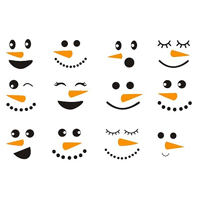 #ad CHRISTMAS Stickers Snowman Face Stickers Christmas Expression Wall Stickers $7.93