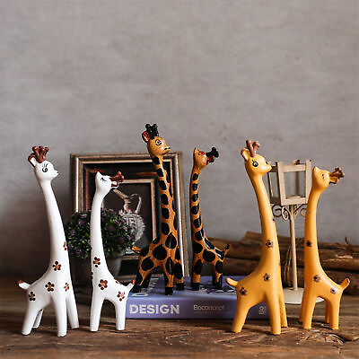 #ad Giraffe Statue Wooden Giraffe Sculpture Elegant Animal Figurine for Modern Decor $19.19