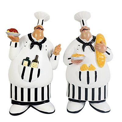 #ad #ad 150584qt Set Of 2 Italian Chef Figurines Kitchen Decor Adorable Cooking Fat Chef $27.36