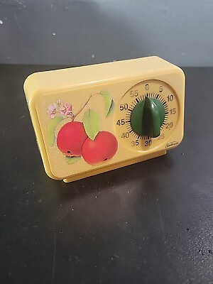 #ad #ad Sunbeam Vintage 60 Minute Timer 70s 80s Apple Kitchen Yellow Red Retro WORKS $27.00