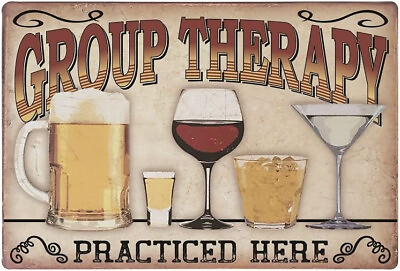 #ad #x27;Group Therapy Practiced Here#x27; Metal 12x9 Wall Signs Vintage Home Decor $8.99