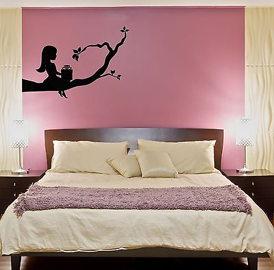 #ad Wall Vinyl Stickers Little Girl Sitting On A Branch Tree Cool Decor z1594 $29.99