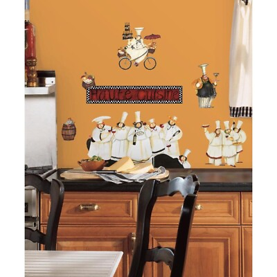 #ad Italian Fat Chefs Wall Decals Kitchen Chef Stickers Cooking Cafe Decorations $15.89