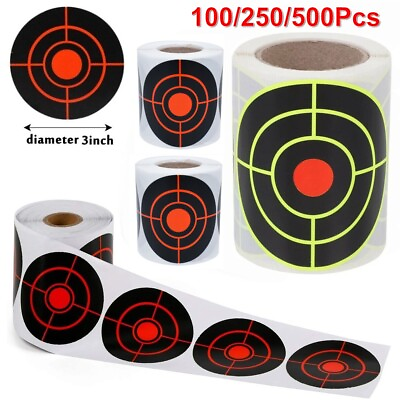 #ad 100 250Pcs 3quot; Shooting Self Adhesive Targets Splatter Reactive Target Stickers $23.99