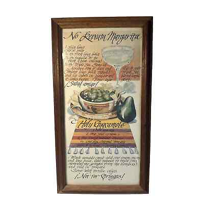 #ad No Repeata Margarita Holy Guacamole Mexican Recipe Kitchen Wall Art Vintage Wood $20.00