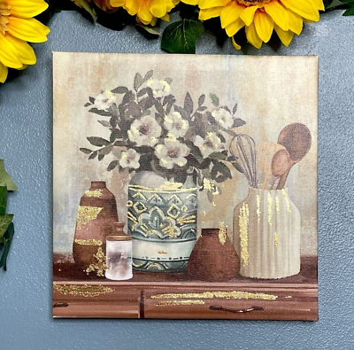 #ad Country Farmhouse Kitchen Flowers In Jug Wall Art Canvas Print Home Decor $12.95