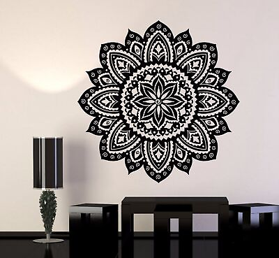 #ad Vinyl Wall Decal Yoga Studio Mandala Lotus Flower Home Decor Stickers 706ig $21.99