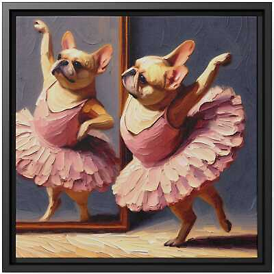 #ad Wall Art Decor Canvas Print Painting Dog French Bulldog Ballet Twirl Tutu Mirror $78.65