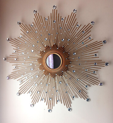 Elegant Handmade Gold 30quot; Glam Sunburst Mirror Starburst mirror Jeweled Mirror $99.00