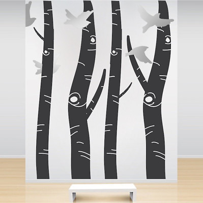 #ad #ad Birch Tree Birds Wall Decal Wallpaper Floral Plant Life Removable Design b34 $122.95