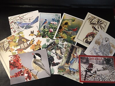 #ad Vintage Lot Of 11 Bird Note Cards Blank $3.99
