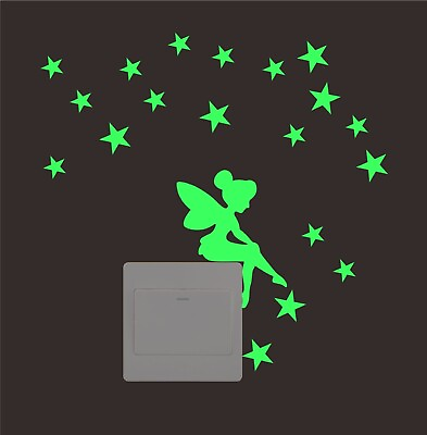 #ad fairy sprinkle stars Luminous Switch Wall Stickers Night Bedroom Sticker 2pc $1.99