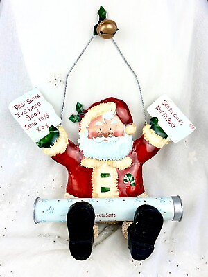 #ad #ad Kurt S Adler VTG Metal Stamped Santa 14quot; Giordano Art LTD Hanging Sitting $24.00