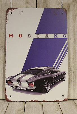#ad Ford Mustang Tin Metal Sign Vintage Rustic Look Muscle Car Car Auto Show Garage $11.97