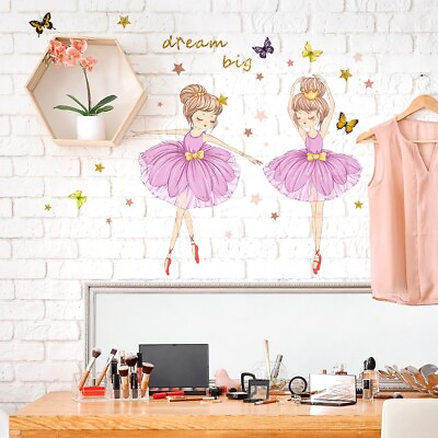 #ad Dancing Girl Wall Decal Nursery Baby Room Decor Butterfly Art Sticker Gift $8.99