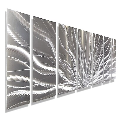 #ad Large Wall Art Silver Modern Metal Wall Art Indoor Outdoor Modern Art 8ft $780.00