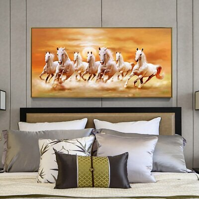 #ad Seven White Running Horse Canvas Paintings Modern HD Print Poster and Print Art $25.99