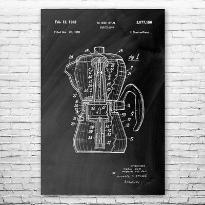 #ad #ad Coffee Percolator Poster Patent Print Kitchen Decor Coffee Shop Art Barista Gift $12.95