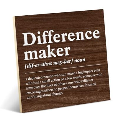 #ad Difference Maker Wood Decor Desk Sign Rustic Difference Maker Definition Wood $15.74