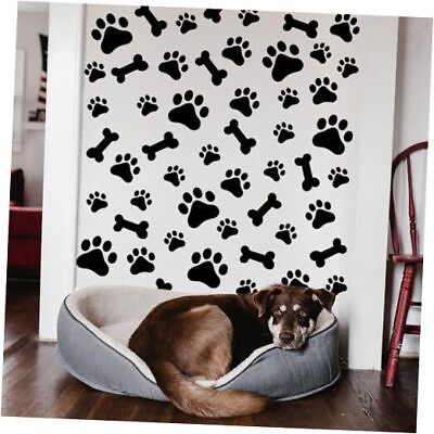 #ad 76PCS Wall Decals Vinyl Stones Print Wall Stickers Decor Removable Dog Paws $18.06