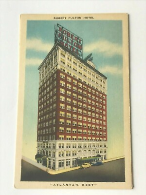 #ad Vintage GA Atlanta Robert Fulton Hotel Amenities Lucky Cone St Postcard 1930s $4.95