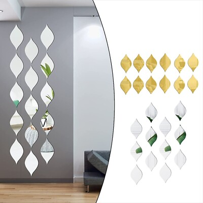 #ad 3D Stickers Wall Decal Background Wall 20x10cm Acrylic Gold Home Decor $14.86