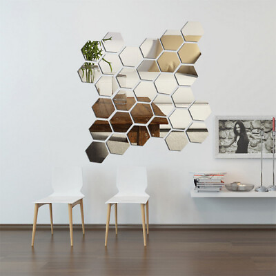 #ad Honeycomb 3d Mirror Hexagon Art Removable Wall Sticker Mural Wall Diy Home Decor $1.20