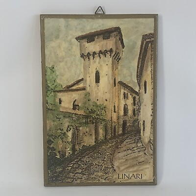 #ad #ad Linari Italy Village Scene Plaque Hanging Wall Art 4quot; x 6quot; Tuscany Vintage Decor $18.00