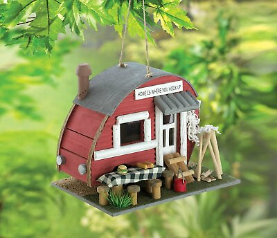 #ad #ad Unique Red Eucalyptus Wood Cozy Trailer Hanging Birdhouse Outdoor Decor $29.71