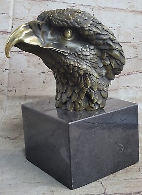 #ad Art Deco Bald American Eagle Bust Bronze Sculpture on Marble Base Figurine $124.50