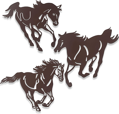 #ad Metal Horse Wall Art Decor 3 Pcs Rustic Concise Western Horse Decoration Gallopi $21.71