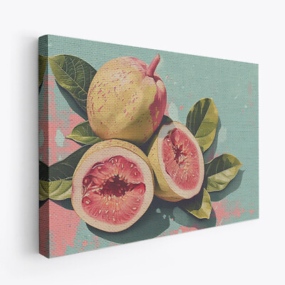 #ad Guava Fruit Boho Art Design 1 Horizontal Canvas Wall Art Prints $149.99