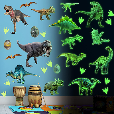 #ad Dinosaurs Wall Decals Glow in the Dark Dinosaur Wall Stickers Removable Tyrannos $20.99