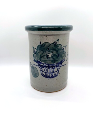 #ad Great Bay Pottery Stoneware Utensil Crock Holder Green Kitchen Decor Storage $16.99