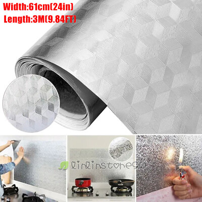 #ad Kitchen Oil Proof Wall Stickers Waterproof Self Adhesive Aluminum Foil Sticker $13.09