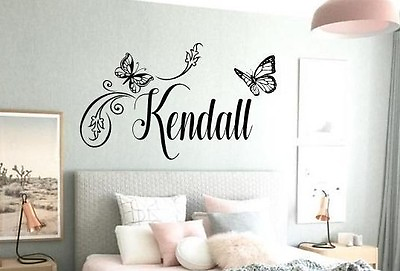 #ad BUTTERFLY Wall Decal Sticker Personalized NAME Vinyl Girl#x27;s Bedroom Decor $22.20