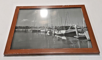 #ad Golden State Art 16x20 Brown Picture Frame With Sail Boat In Bay Photo Brown $33.99