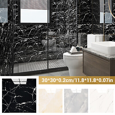 #ad 1 50 Pack 3D Marble Effect PVC Wall Tiles Panels Sticker Wallpaper 30*30 cm $7.99